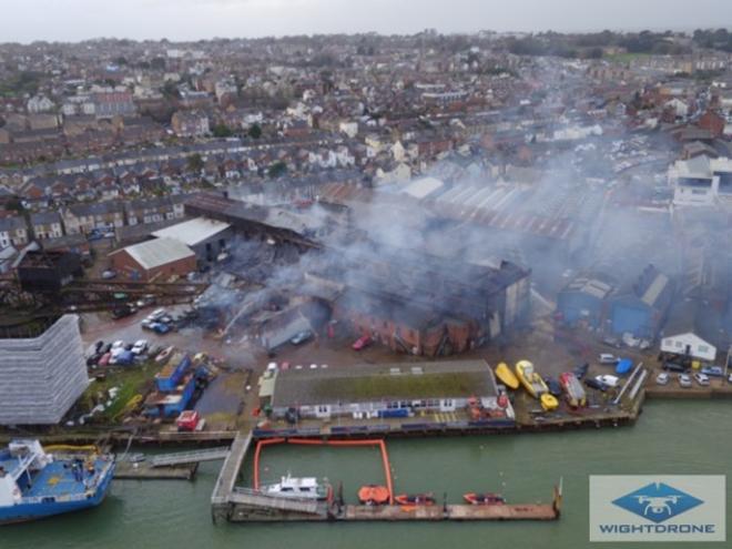 Cowes Fire - January 26, 2016 © Darren Vaughan / Wightdrone